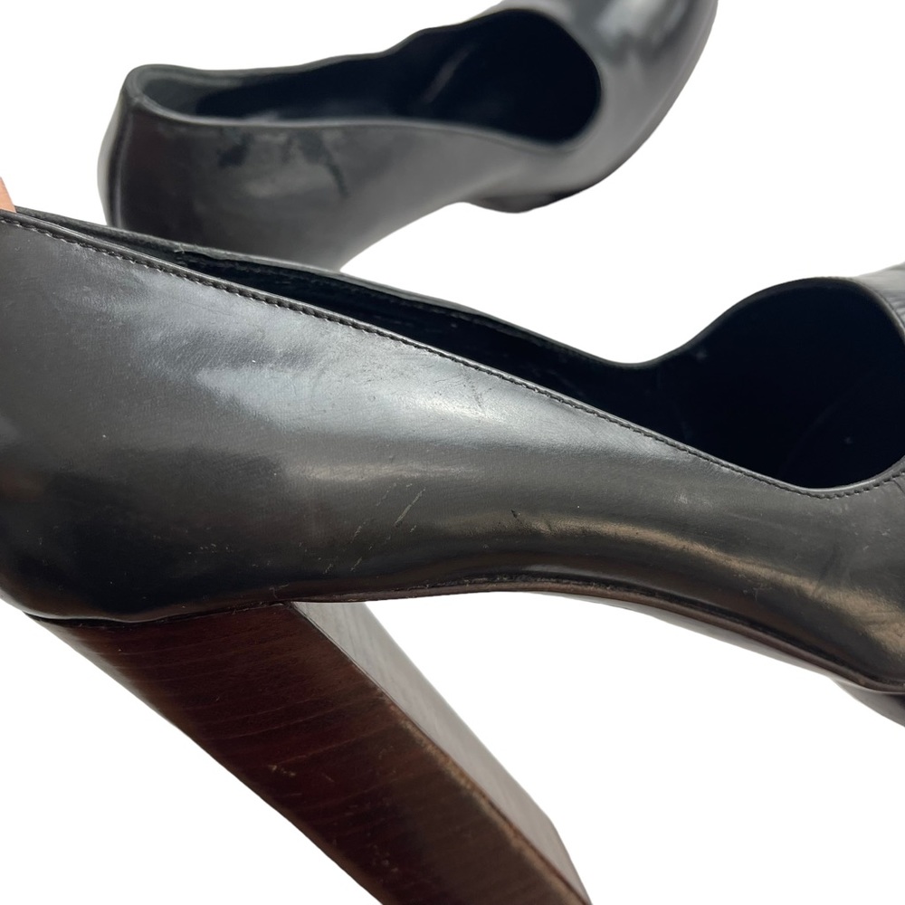Gucci Black Leather Round-Toe Block Heel Pumps - Picture 9 of 13